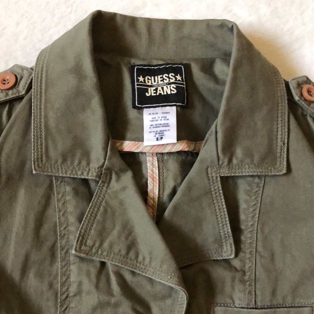🫒 GUESS VINTAGE Belted Green Utility Jacket - Picture 5 of 8